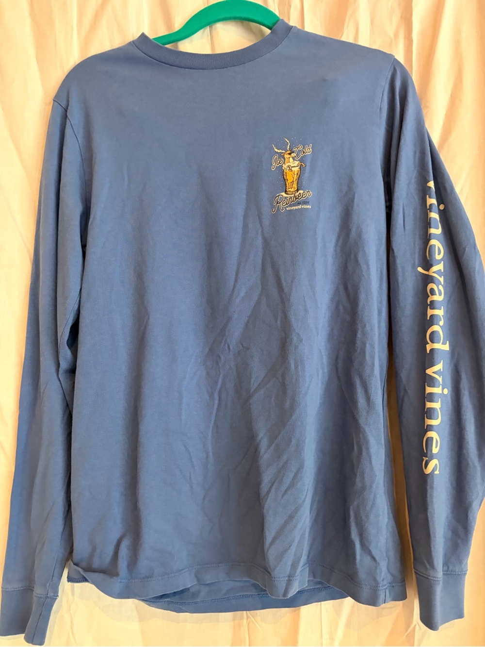 Vineyard Vines Men’s Long Sleeve Tee - Blue with Yellow Logo